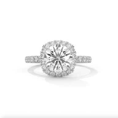 Halo-Cut Diamond Engagement Ring with Sleek Band
